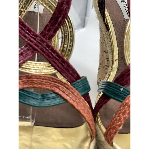 Steve Madden Multi Color  Platform Sandal Wedge Shoes Size 11 M - Picture 2 of 7